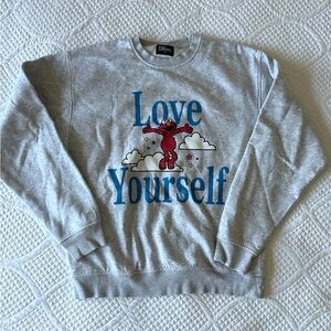 Gray Sweatshirt with Elmo and 'Love Yourself' Design Peace Collective Large